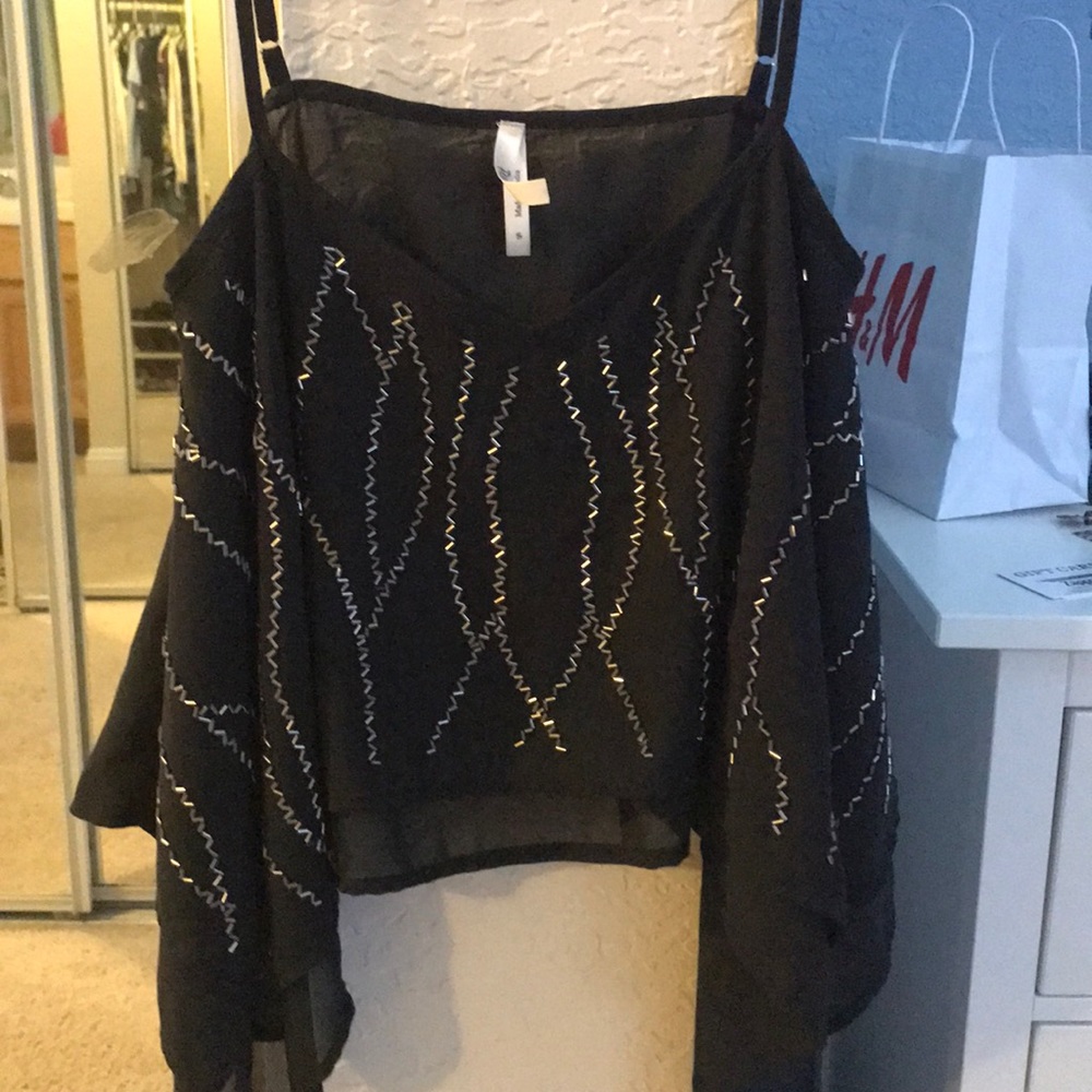 Jeweled, black crop top!